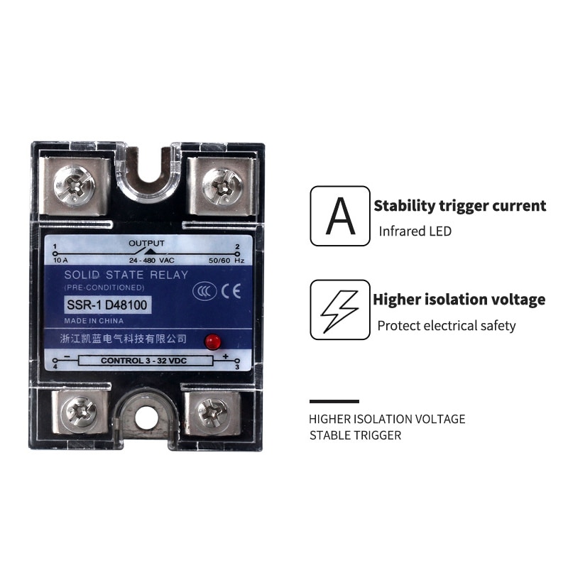 Ssr -10dd 25dd 40dd 80a 100a ssr enfase likestrømkontroll  dc 3-32 vdc  til 220 vdc 600v 10a 25a 40a dd fast stat relé