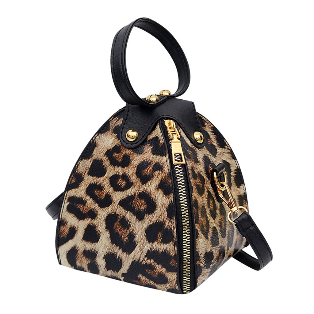 Women’ s Leopard Trend Large Capacity Leather Shoulder Bag Messenger Bag Portable Crossbody girls Messenger Bags: B