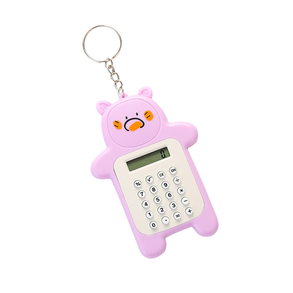 Calculadora con de dibujos animados, Mini calculadora portátil con 8 dígitos, pantalla con llavero de botón, batería, tamaño de bolsillo