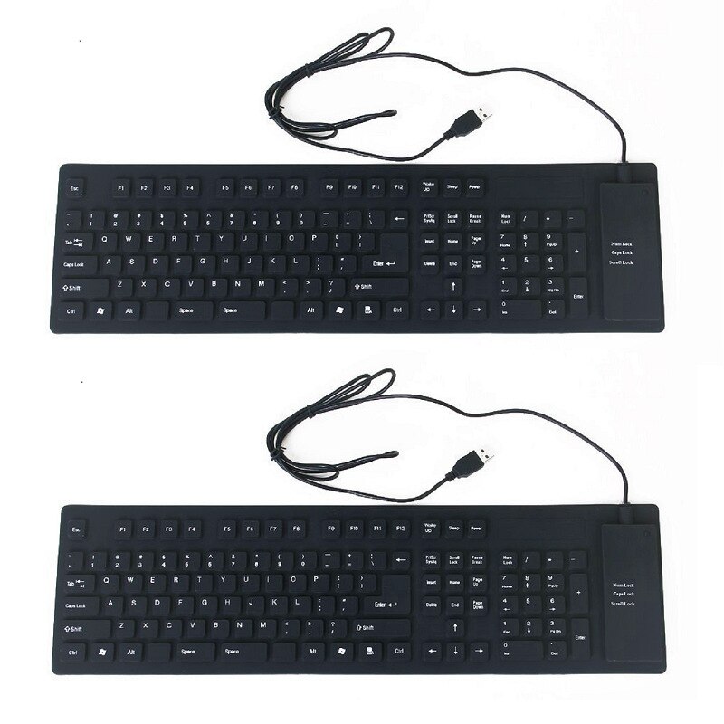 109Keys Keyboard USB Wired Soft Silicon Keybarod Foldable Waterproof Keyboard For PC Desktop Laptop