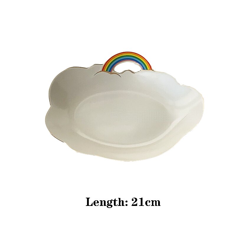 LadyCC Korean Rainbow Ceramic Cloud Breakfast Bowl Special-shaped Plate Household Salad Soup Bowl: B