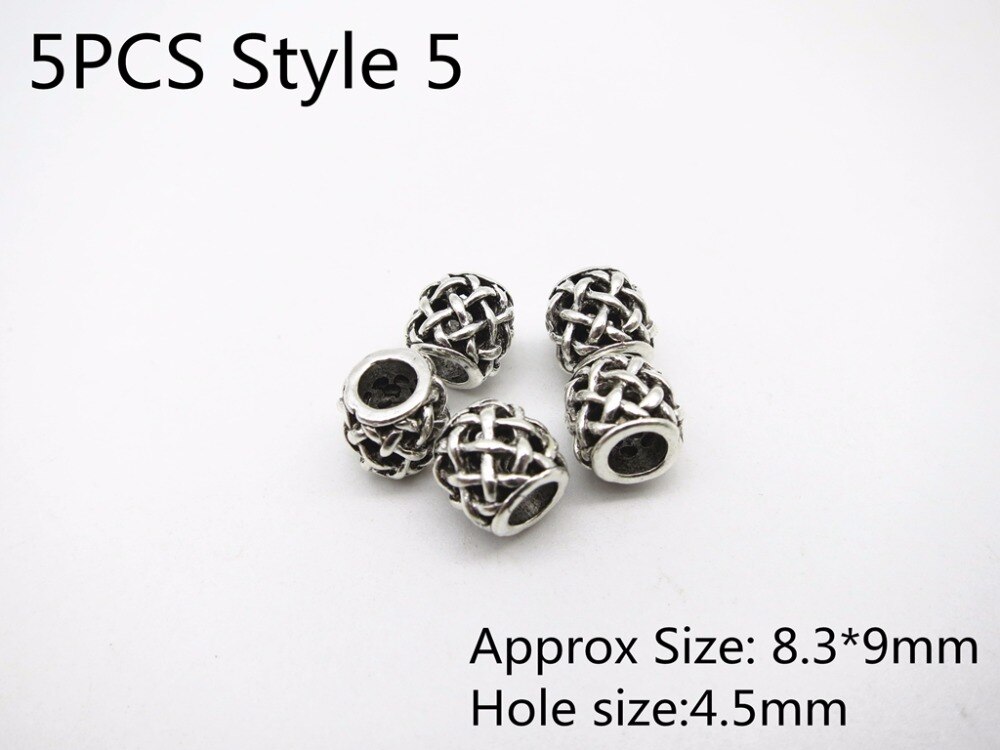 5Stck Antike silber Haar flechten Dreadlock Perlen ringe rohr Wikinger Rune Bart perlen DIY Haar Styling Zubehör: 5Stck Stil 5