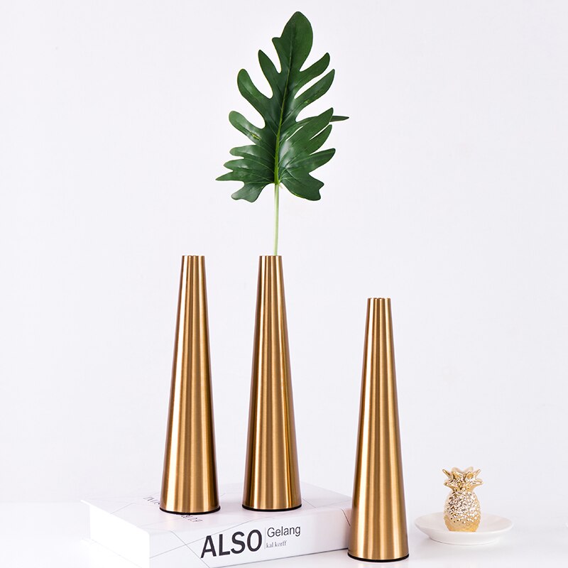 Smal mun vas bordsskiva vaser moderna minimalistiska ornament hantverk dekorativ vas i rostfritt stål metall blomvaser