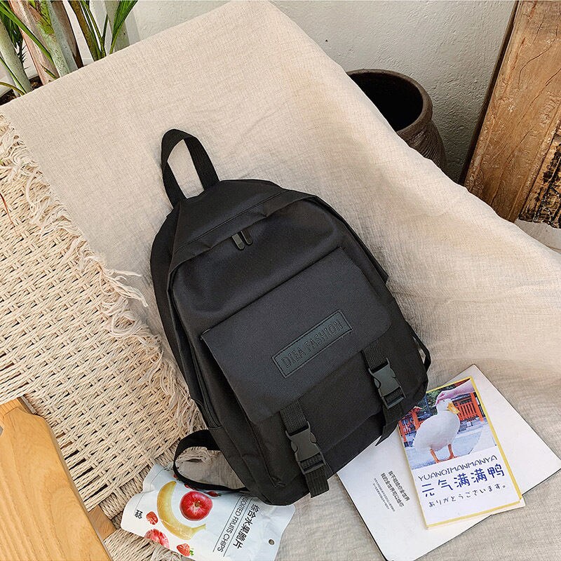 Backpacks Women Unisex Harajuku Large Capacity Chic Womens Korean Style Colorful Appliques Preppy Canvas Backpack: black