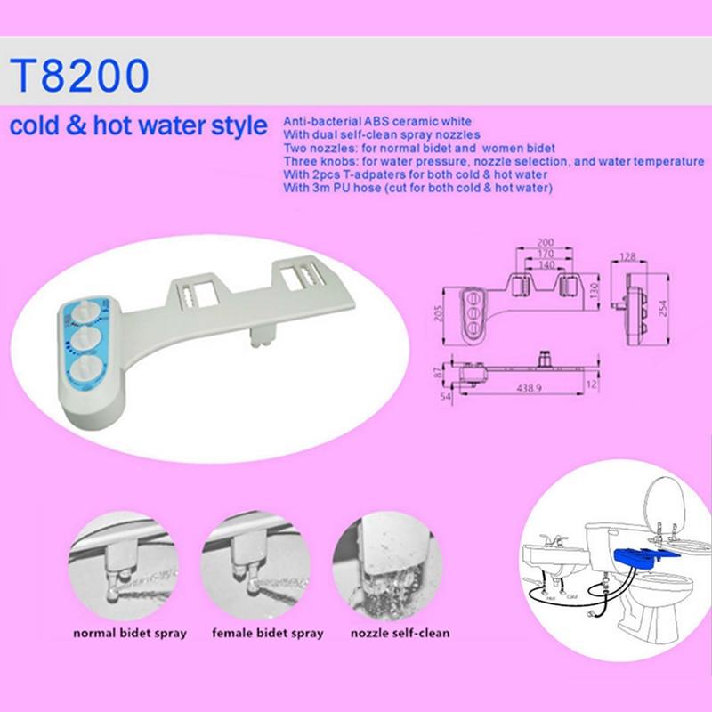 Cold/Heated Water Toilet Seat Bidet Sprayer Bidet Attachment Fresh Water Spray Non-electric Mechanical Shower Nozzle save paper