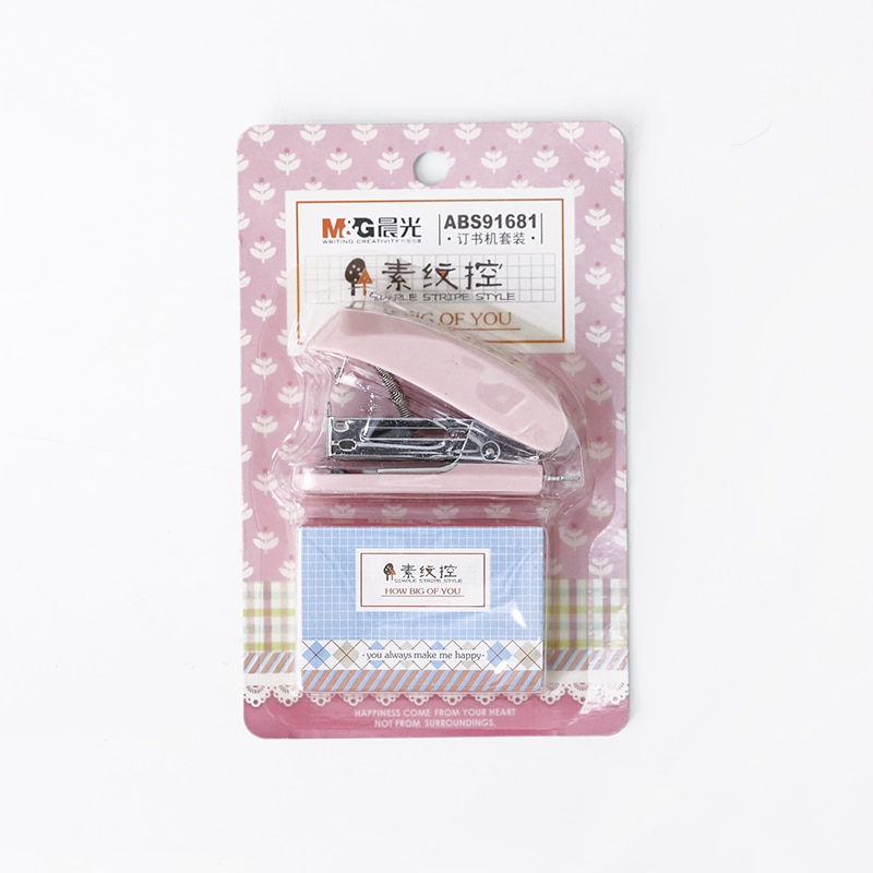 Mini agrafeuse pour étudiants/agrafeuse avec agrafes/papeterie de bureau à économie de main-d 'œuvre/fournitures de papeterie pour étudiants: pink