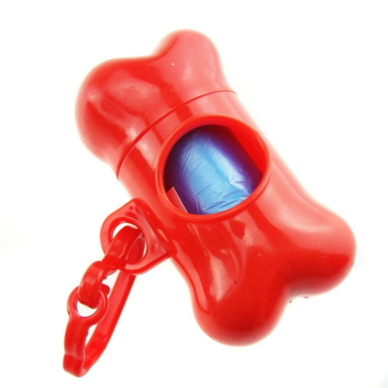 3 Pcs Plastic Bags Mini Pet Dogs Bags Dispenser Bone Box for Pet Waste Bags Portable Litter Box Pet Outdoor Carry Supply: red