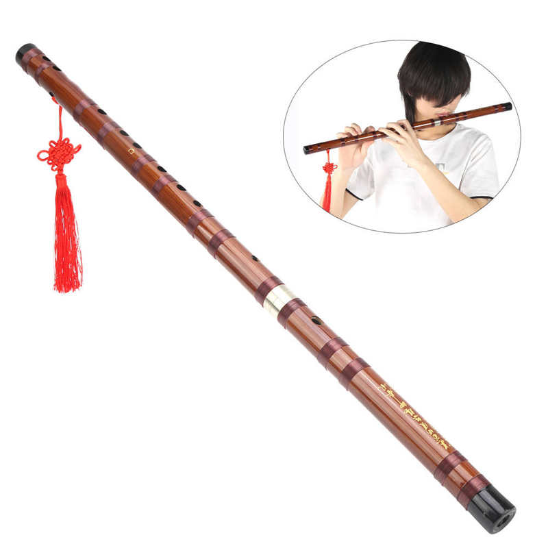 Chinois Flûte Traditionnelle C‑Key Sec Flûte En Bambou Amer Traditionnel Instrument D'orchestre Ensemble avec Boîte De Rangement ZD‑ 02