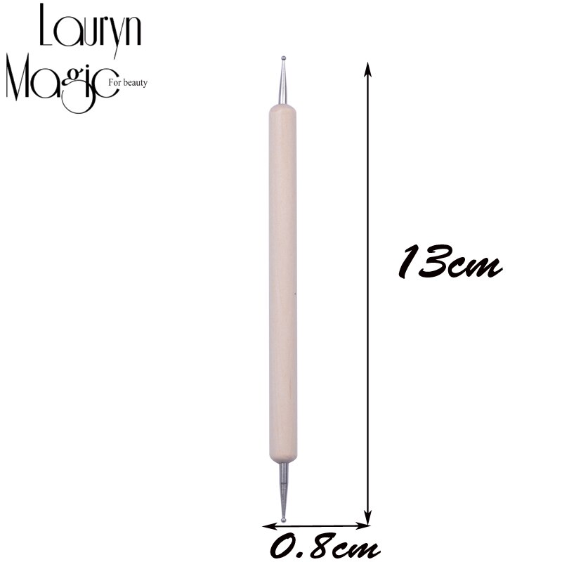5Pcs 2 Way Wooden Dotting Pen Marbleizing Tool Nail Art Dot Dotting Tools