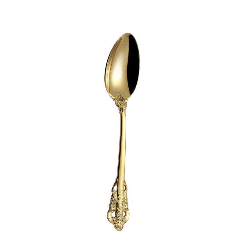Spklifey servise sæt guld bestik gaffel rustfrit stål ske royal bestik gafler knive skeer køkken ske bordservice: Ske