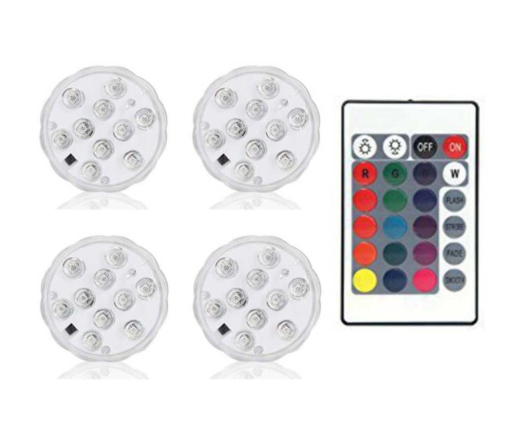 Dive lights led pool light swimming poole lights vase fish tank pond discotheque wedding party use night light for decoration: 1 controller 4lamp