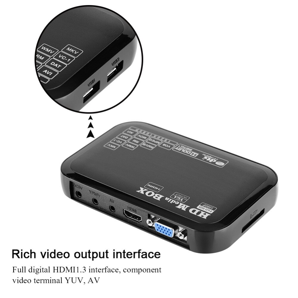 Full HD Mini Box Media Player 110-240V 1080P Media Player Box Support USB MMC RMVB MP3 AVI MKV reproductor multimedia