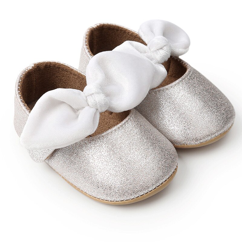 0-18M Newborn Baby Girl Crib Shoes Bowknot Soft Sole Leather Prewalker Sneakers Infant Toddler Shoes Girls: White / 0-6 Months