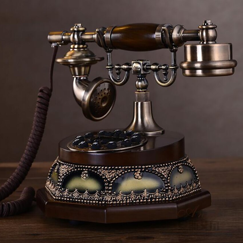 Classic European Retro Landline Telephone Button Dial Corded Telephone Home Phone Decoration with Display FSK/DTMF Caller ID