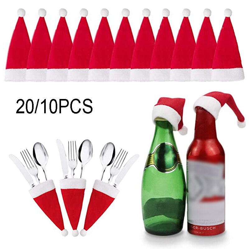 20/10Pc Kerst Hoed Servies Houder Vork Mes Bestek Opslag Houder Bag Woondecoratie Accessoires Keuken Servies Holde