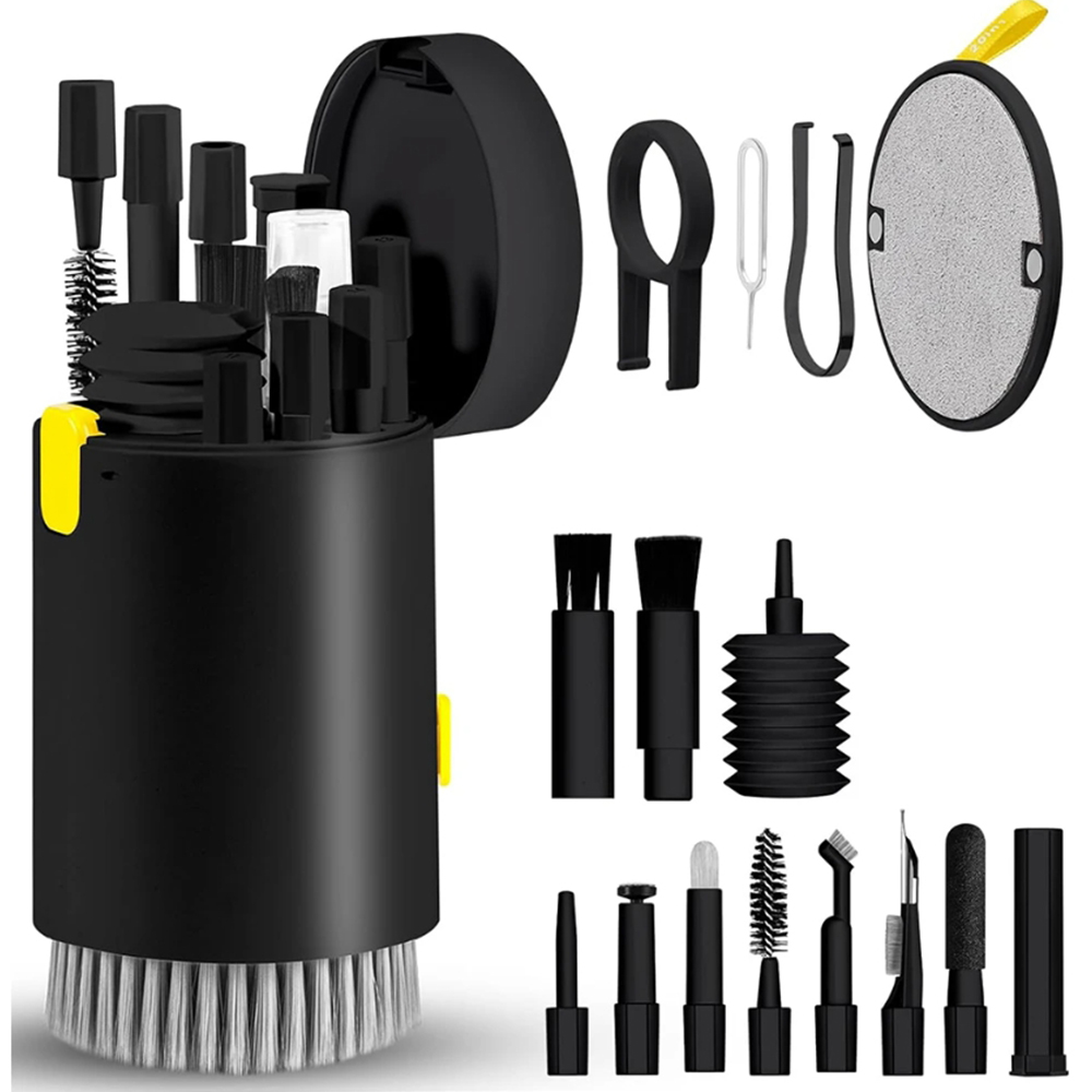 Kit de limpieza de teclado de ordenador portátil, pulverizador de limpieza de teléfono multifunción 20 en 1 para iPhone, iPad, Airpods, MacBook, herramienta de cepillo de limpieza: orange