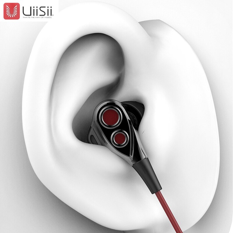 UiiSii BA-T8 HiFi Earphone Earbuds Dual Dynamaic Music In-Ear Earphone Noise Cancelling Wired with Mic For iPhone Xiaomi Android