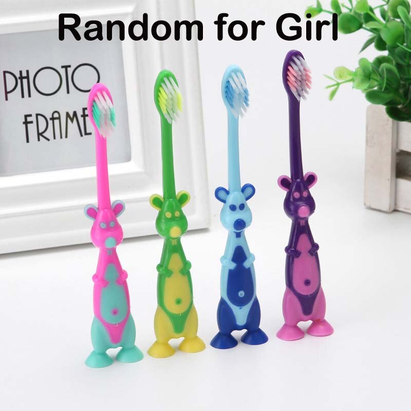 2Pcs/Lot Kids Baby Toothbrush Teether Training Children's Tooth Brush Soft Bristle Mouth Clean Teeth Cleaning Panda Toothbrush: 2Pc kangaroo Girl