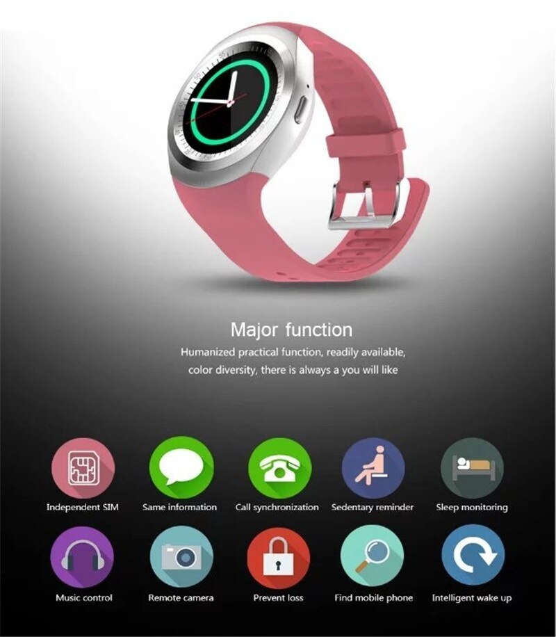 Y1 sport Support intelligent Nano SIM carte TF carte sommeil appel rappel Bluetooth fréquence cardiaque étape numéro rond écran smartwatch