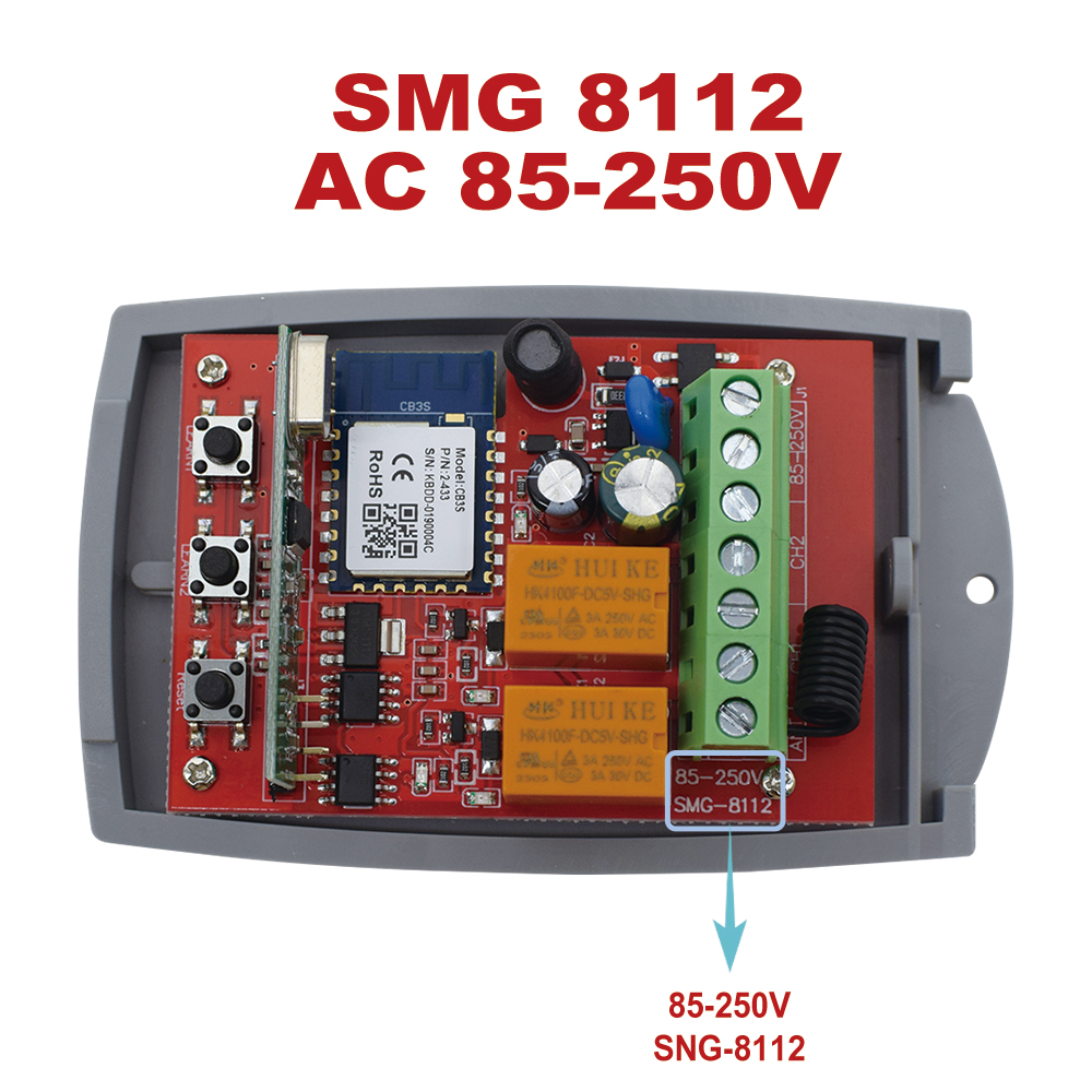 Universal garageport fjernbetjeningsmodtager 2ch til erreka doorhan at -4 pujol aprimatic scs sentinel 433 mhz controller: Gul