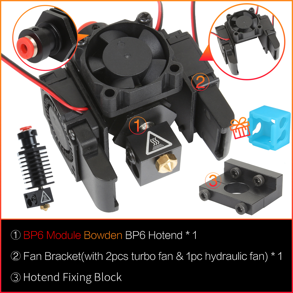 Kit de impresora 3D 3DSWAY E3D V6 Hotend, extrusora Bowden Direct, con control remoto de Metal, ventilador de refrigeración de volcán, accesorios PT100: 2,5 mm / Negro