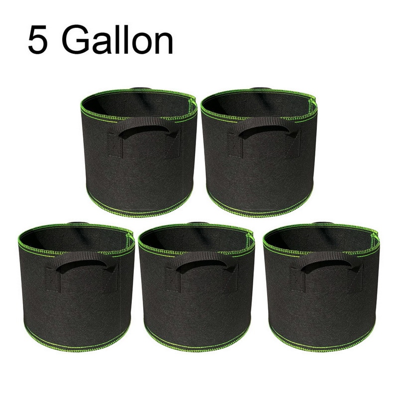 5 stk / sæt  of 3/5/7/10 gallon vand bacon blomsterpotte poser og haven plante container poser til skygge plantning: 5 gallon