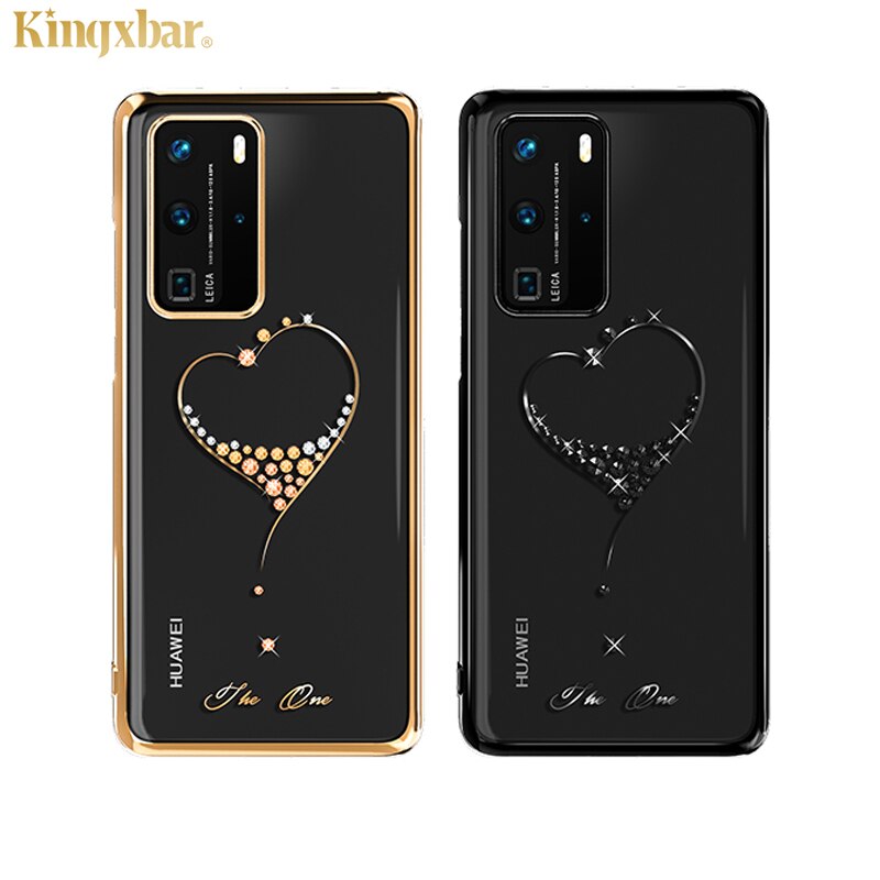 Original kingxbar cristais de luxo caso strass para huawei p40/pro moda fino banhado a flor duro claro pc capa traseira caso