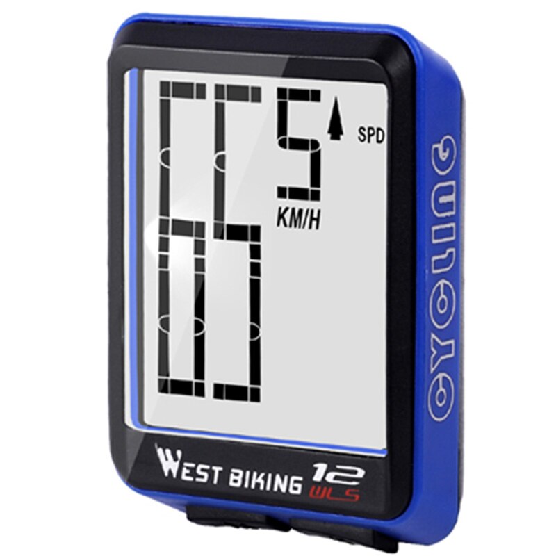 WEST BIKING Wireless Bicycle Computer Large Digital Bike Computer Odometer Speedometer Bike Thermometer Waterproof LCD Backlight: Blue