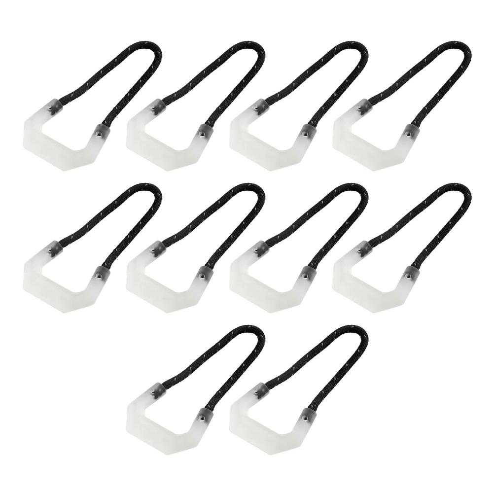Fermetures à glissière Shoous en forme de U, extracteur de nervure, tirettes de dos, fermeture à glissière Shoous, brille dans le noir, pendentif de sac à dos, 10 pièces: Default Title