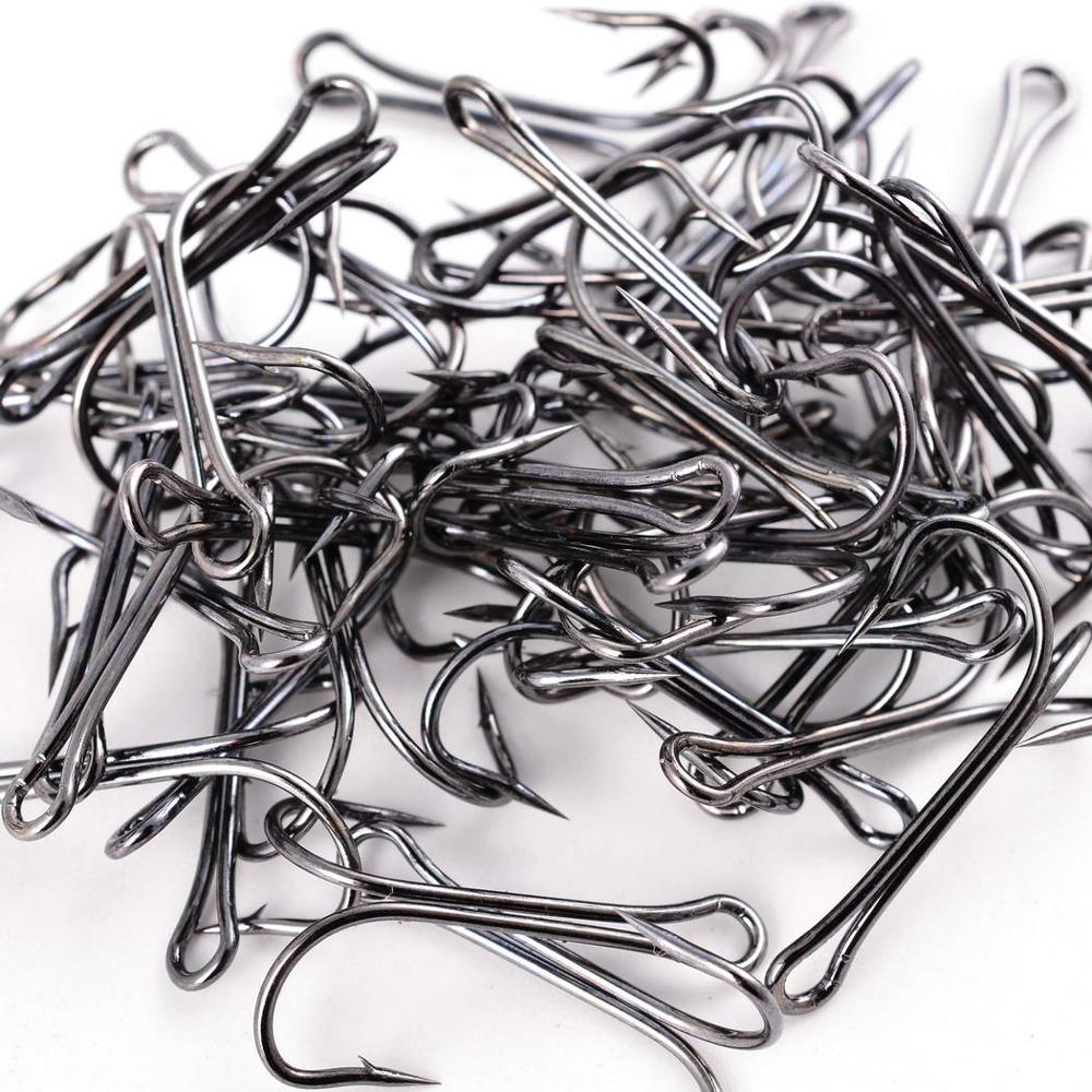 10pc / Box Long Shank Double Fishing Hook Weedless Fishing Hooks Fly Tying Duple Fishhook Jig Bass Fishing Tackle For Soft Lure