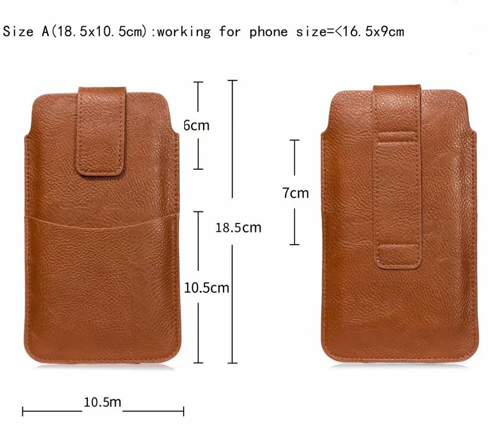 Pu Riem Mobiele Telefoon Case Pouch Voor Htc U12 Leven/U11 Ogen/U11 Plus/U Ultra, desire 12 Plus/12S, Een X10,Desire 10 Levensstijl: A Brown 18.5x10.5cm