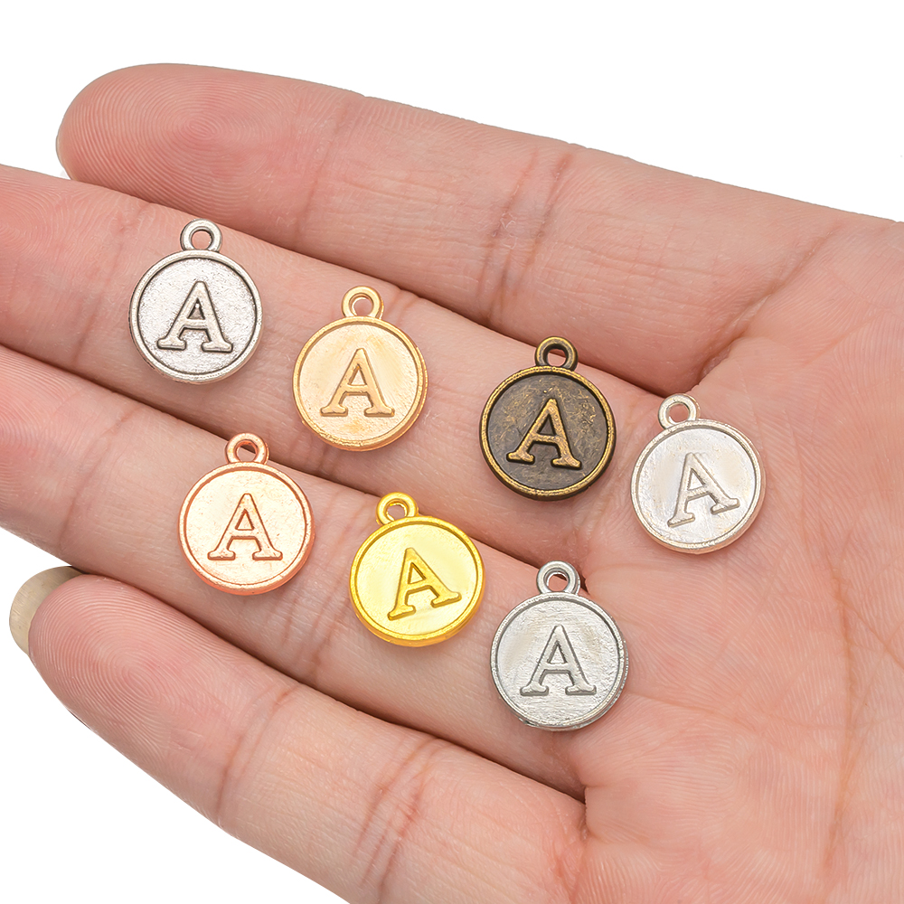 Juego de colgantes con letras del alfabeto de A-Z para mujer, pulsera y pendientes hechos a mano, accesorios para hacer joyas, suministros, 12mm, 1 Juego