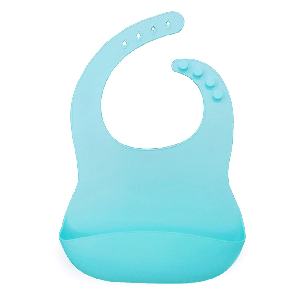 Effen Kleur Baby Siliconen Waterdicht Bib Met Zakken Feeding Speeksel Handdoek Schort Ontworpen Met Een Diepe En Brede Kruimelvanger