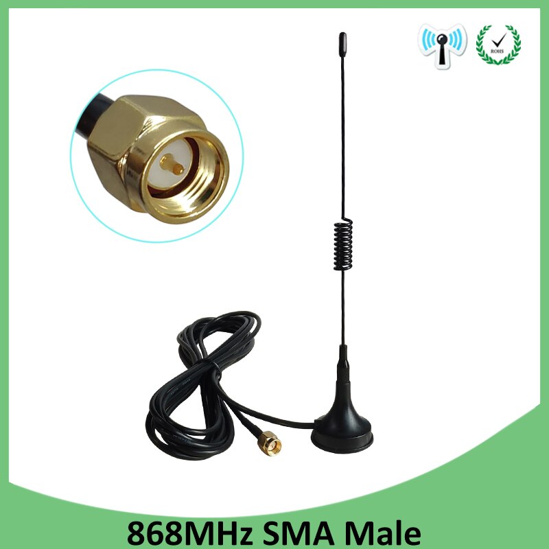 868 Mhz 900-1800 Mhz LORA Antenne 5dbi SMA Männlich weiblich 300cm Kabel 868 mhz 915 IOT antena Saugnapf Antenne Basis magnetische antennen: 30CM SMA