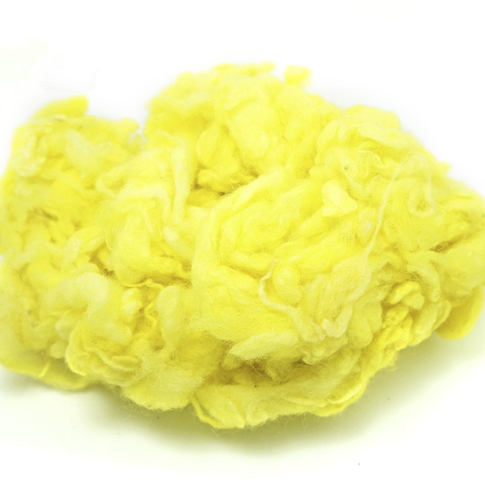 Coils van wolvilt Gekaard Schapenwol, Roving, Fiber, Naaldvilten, Spinning 50 g/bags DIY Baize poke poke fun: yellow