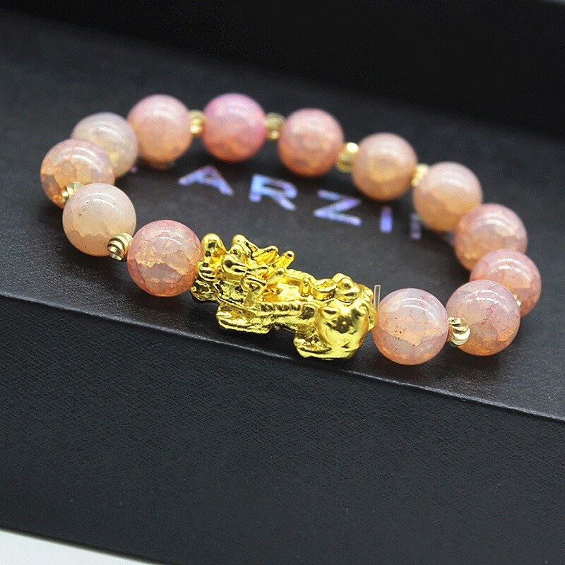 Gold Plating Bixie Rijkdom Feng Shui Armband Voor Vrouwen Mannen Kleurrijke Kralen Paar Luxe Sieraden Brengen Lucky Dappere Armbanden: Pink  Bracelet