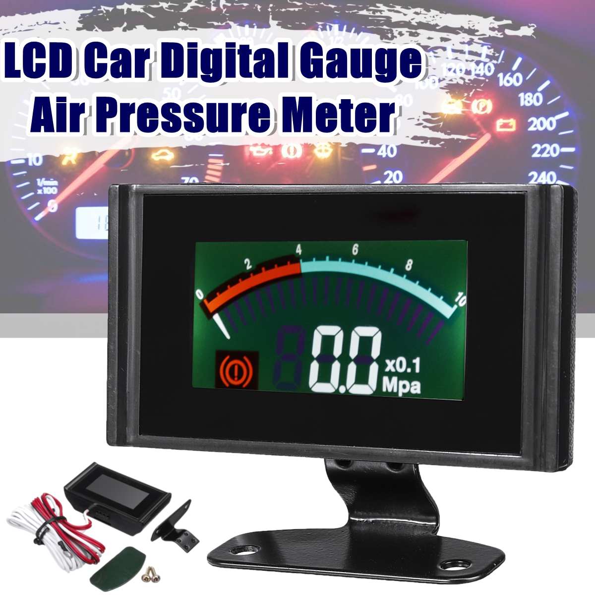 12V 24V voiture LCD numérique 0 ~ 1.0mpa jauge de pression d'air compteur baromètre pour camion SUV