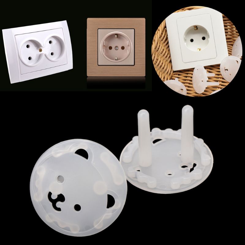 10pcs EU Stand Power Socket Cover 2 hole Electrical Outlet Baby Child Safety Electric Shock Proof Plugs Protector