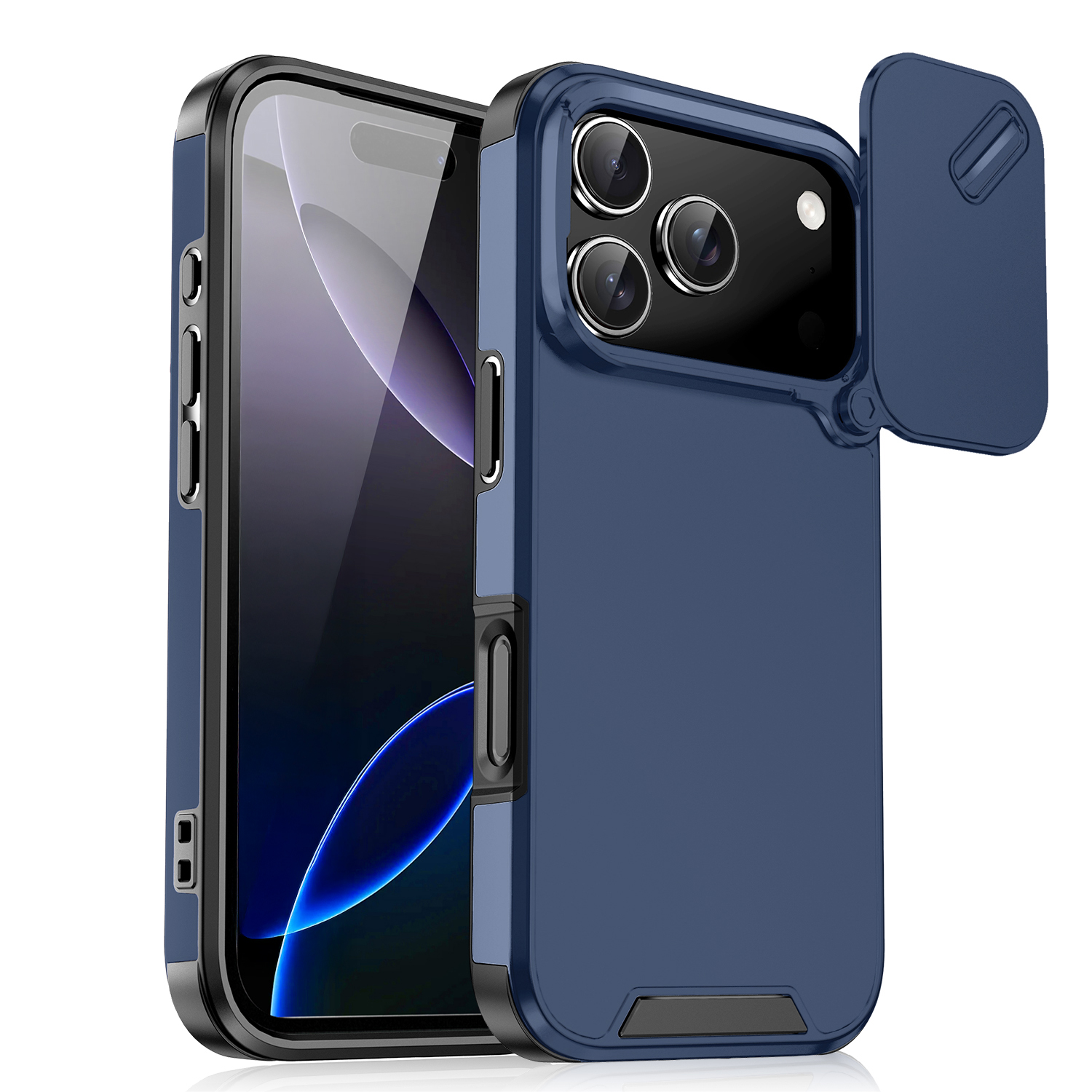 Beskyttelsescover til iphone 17 air 16e 17 17 med slidekamera og linse, stødsikkert pansercover til iphone 17: Sort / Iphone air