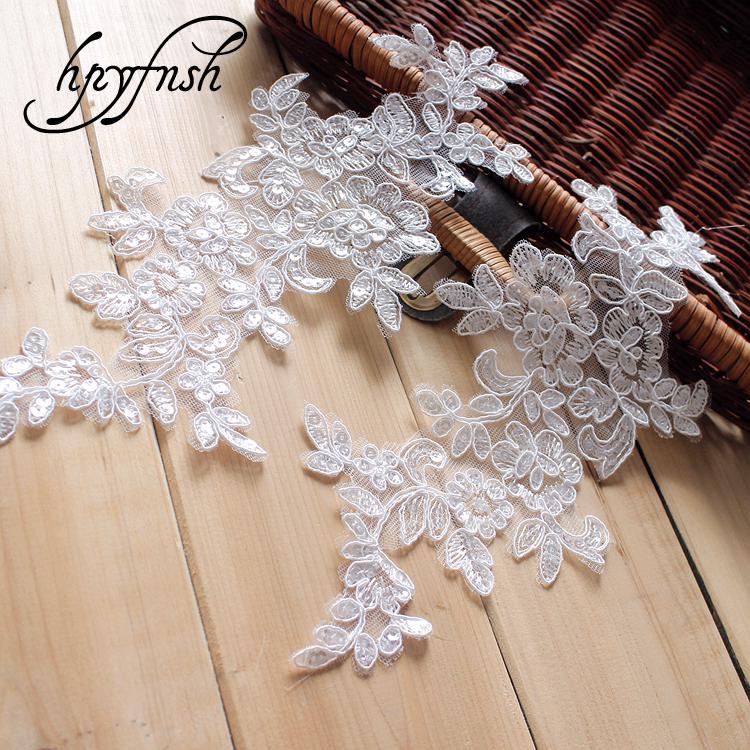 Flerfarvet fem par broderi blonder brudekjole håndlavet diy brude hovedbeklædning materiale blonder tilbehør