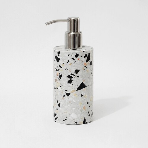 Terrazzo Bathroom Five-piece Accessories Set Wash Toothbrush Cup Toilet Brush Holder Lotion Bottle Storage Box Toothbrush Case: soap dispenser B