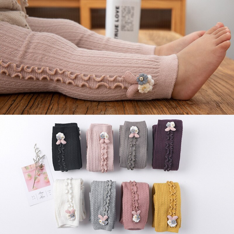 1 Uds lindo patrón de flor de bebé niña otoño medias de invierno cálido algodón medias bebé de estilo coreano chica medias