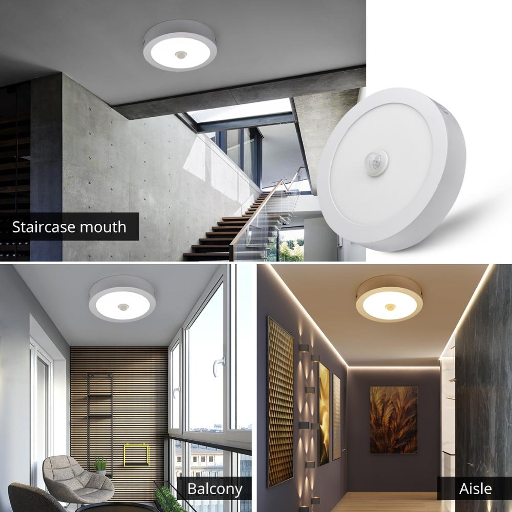 Motion Sensor LED Panel Light AC 85-265V 6W 12W 18W LED Surface Round Ceiling Lamp For Motion Control Auto On/Off Home Lighting
