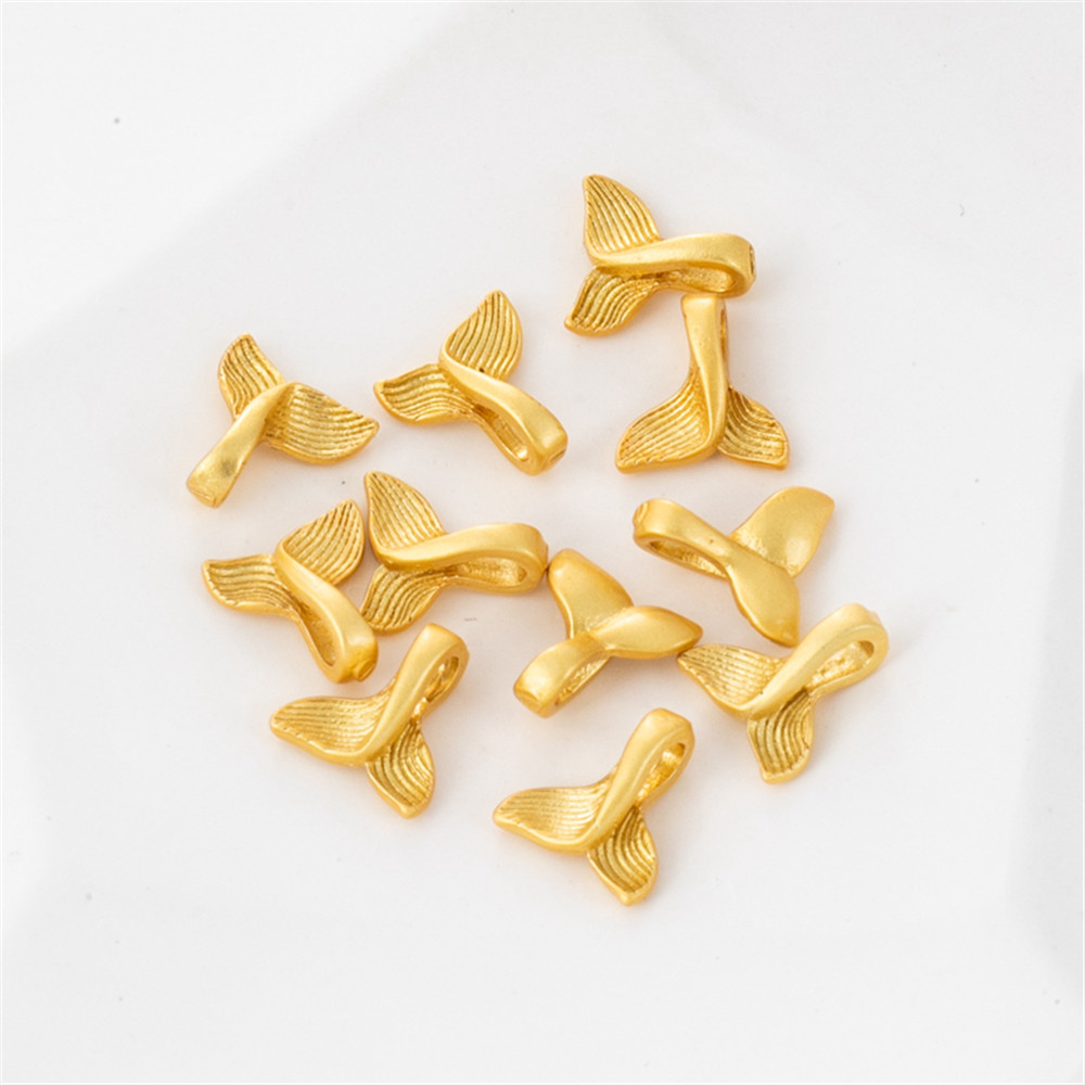 14K Vergulde Walvis Zeemeermin Staart Hanger Diy Hand Armband Sleutelbeen Ketting Oorbellen Hanger Accessoires: Licht Geel Kleur