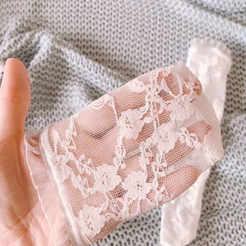 Calzini per bambini tinta unita pizzo ragazza maglia tubo calzino traspirante delicato sulla pelle Baby Princess calze pizzo bianco
