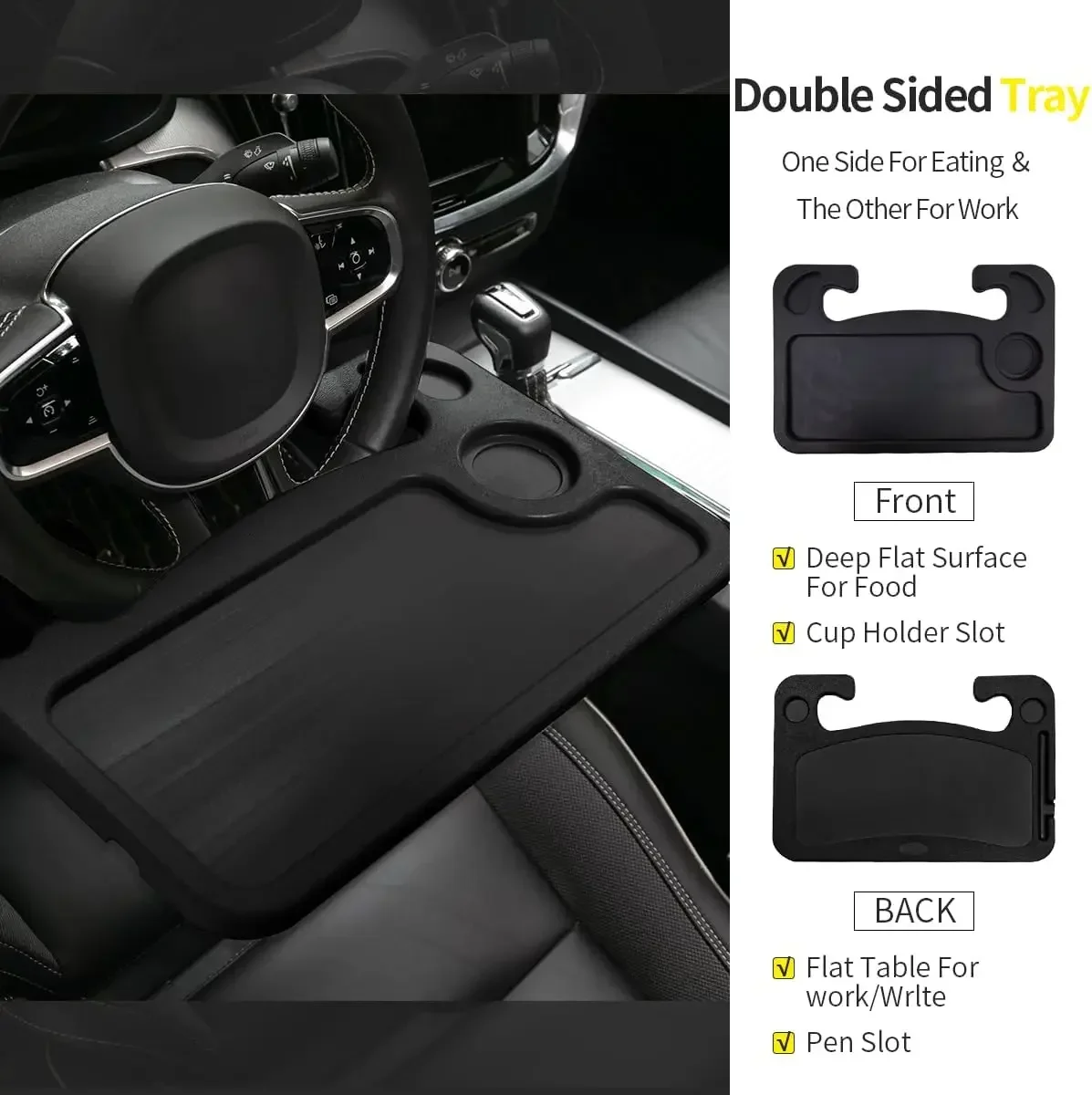Supporto da tavolo per laptop per auto Piatto da pranzo per auto multifunzione Scrivania Volante per auto Tavolo da pranzo Cibo Caffè Vassoio per bevande