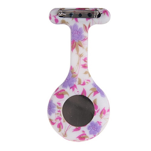 Reloj de bolsillo para mujeres y enfermeras, broche de silicona estampado a la para enfermeras, Túnica, reloj de bolsillo con cadena, esfera de acero inoxidable de cuarzo