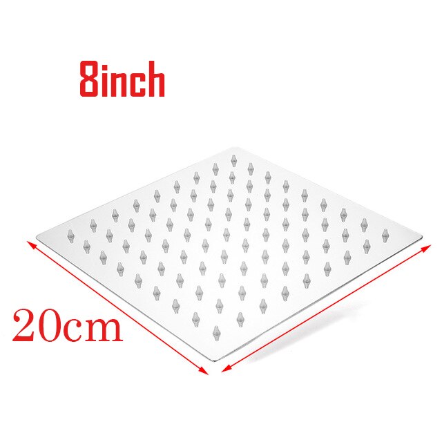 SHBSHAIMY Chrome 20'' Square Rainfall Bathroom Shower Head Set Brass 10 12 16'' Ceiling Mounted Bathtub Shower Head: 8 inch