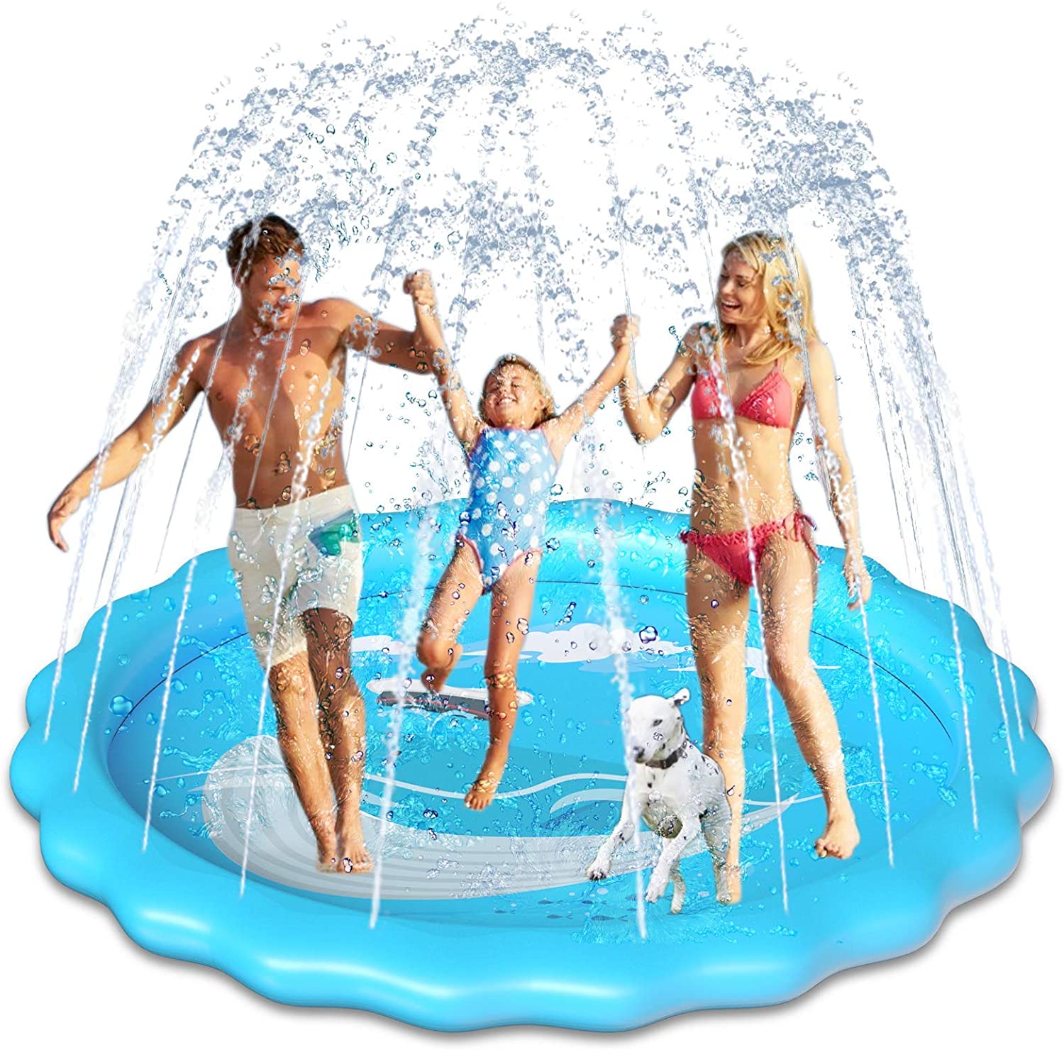 Splash Pad, 68’’ Sprinkle &amp; Splash Pad for Kids Splash Water Pad Summer Outdoor Water Play Sprinklers Games Garden Beach Spray M