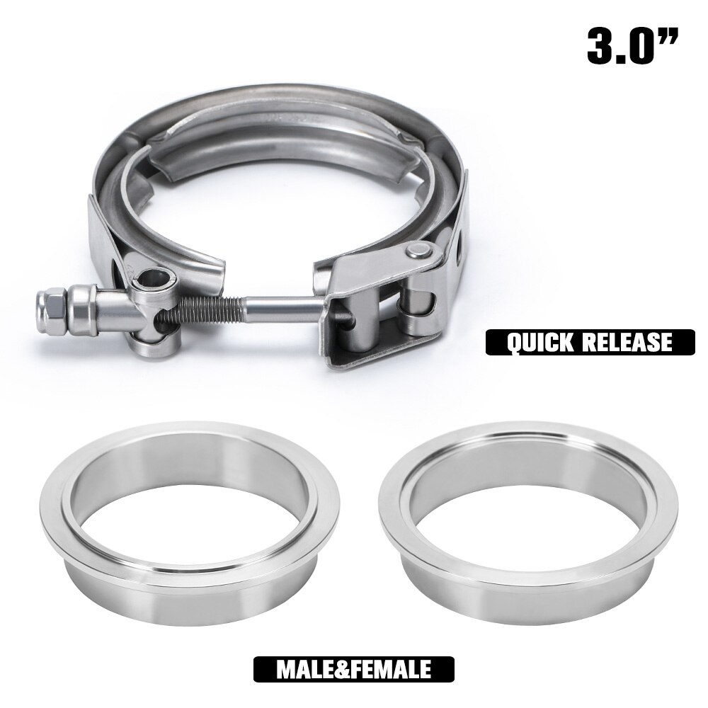 3 &quot;Sus 304 Staal Roestvrij Uitlaat V Band Klem Flens Kit Quick Release Clamp Mannelijke Vrouwelijke Flens Platte Flens auto Accessoires: VCQ3 VFM3